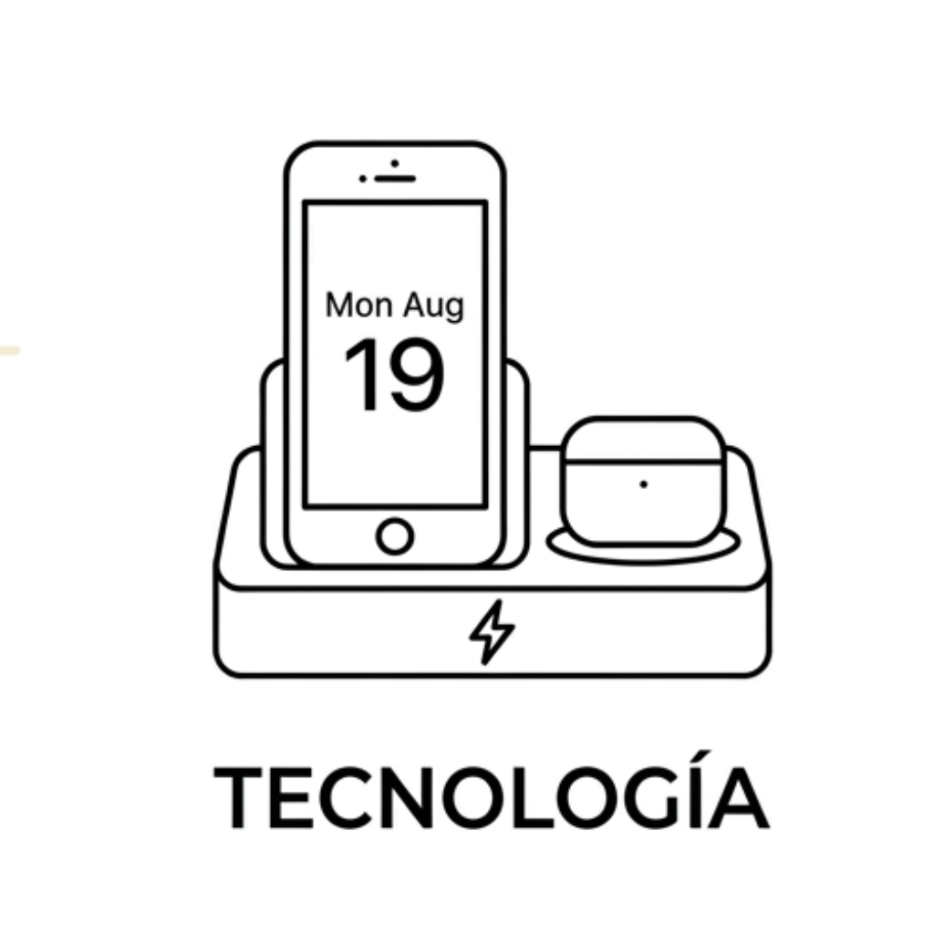 Accesorios tecnológicos organizados con estilo
